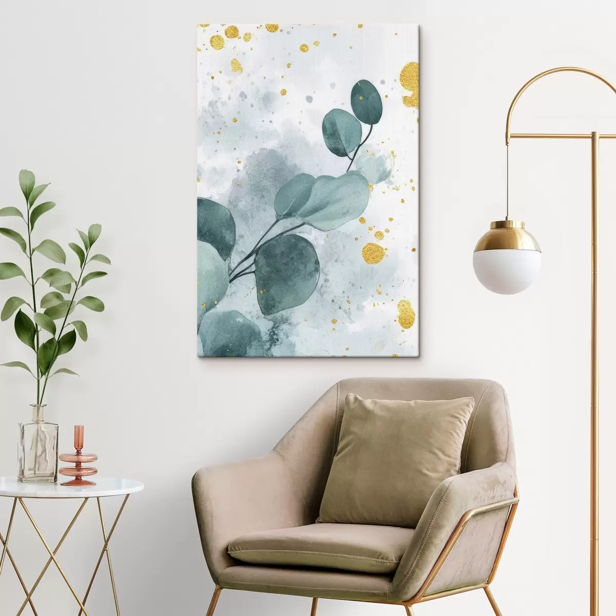 Pilt Eukalüpti haru õrnal akvarellitaustal s42389