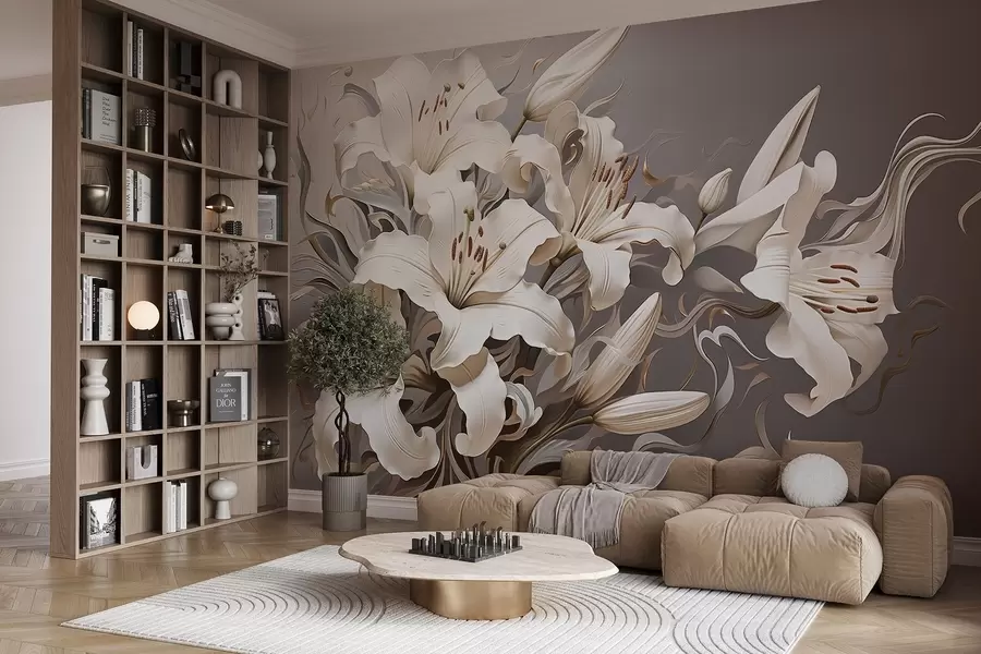 Fototapeedid Keerukad valged liiliad pastelsetes toonides w08633v1