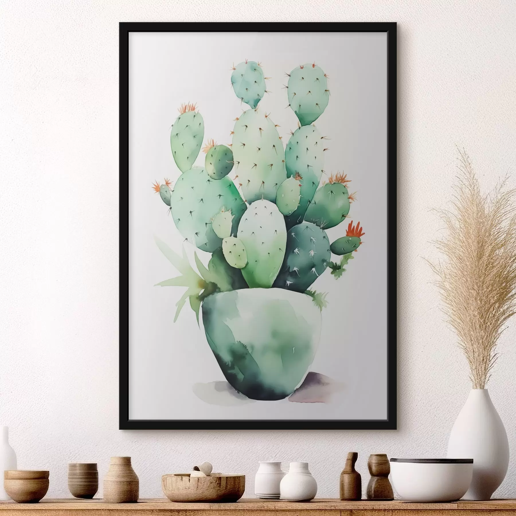 Pilt Kaktuse imitatsioon märg akvarell f42410