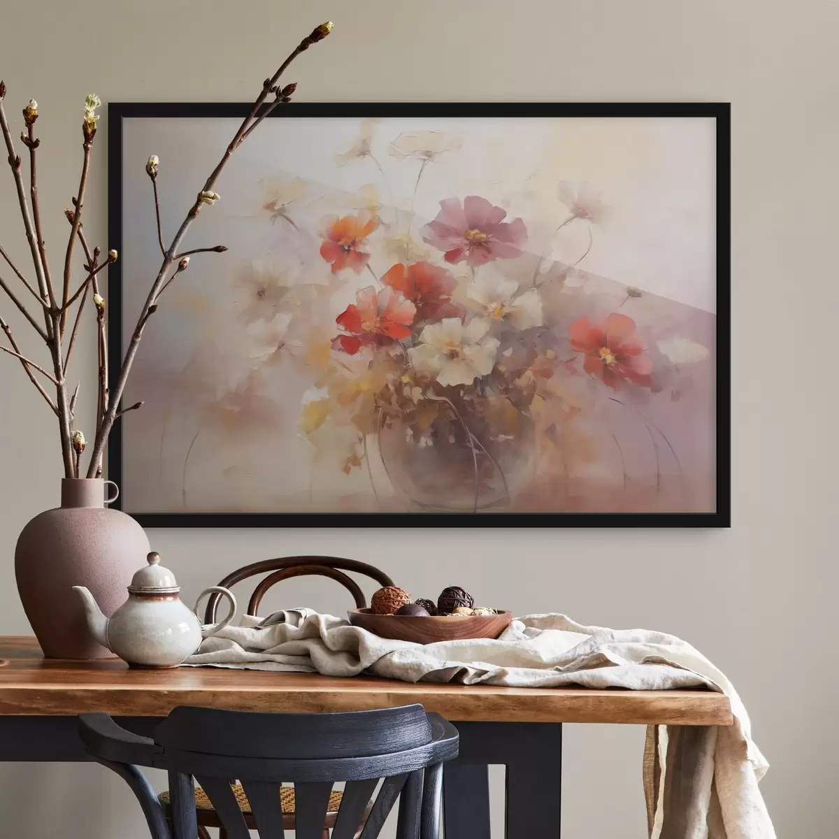 Plakat Lilled vaasis imitatsiooni maalimine f42413