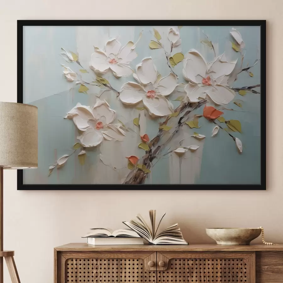 Fototapeedid Valged lilled jäljendavad värvilööke f42417