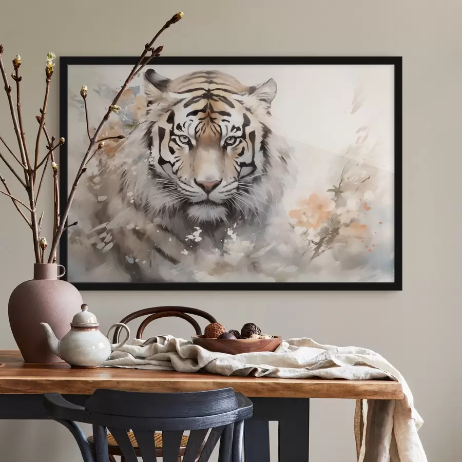 Fototapeedid Tiigri abstraktne portree laikude vahel f42421