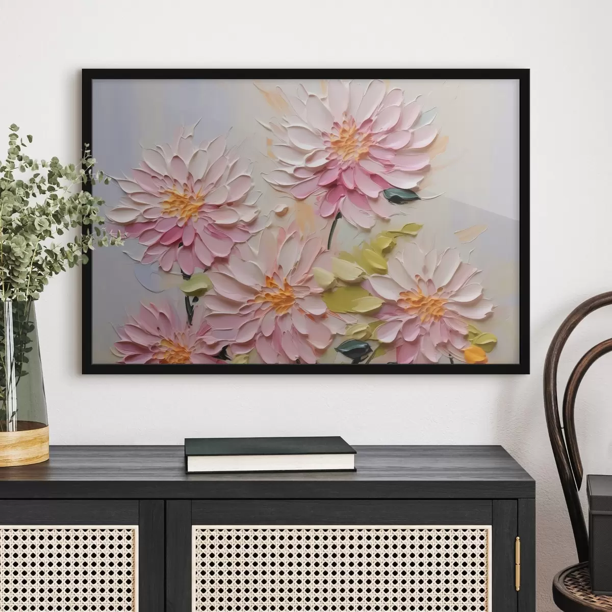 Plakat Krüsanteemid imitatsioon maalijooned f42423