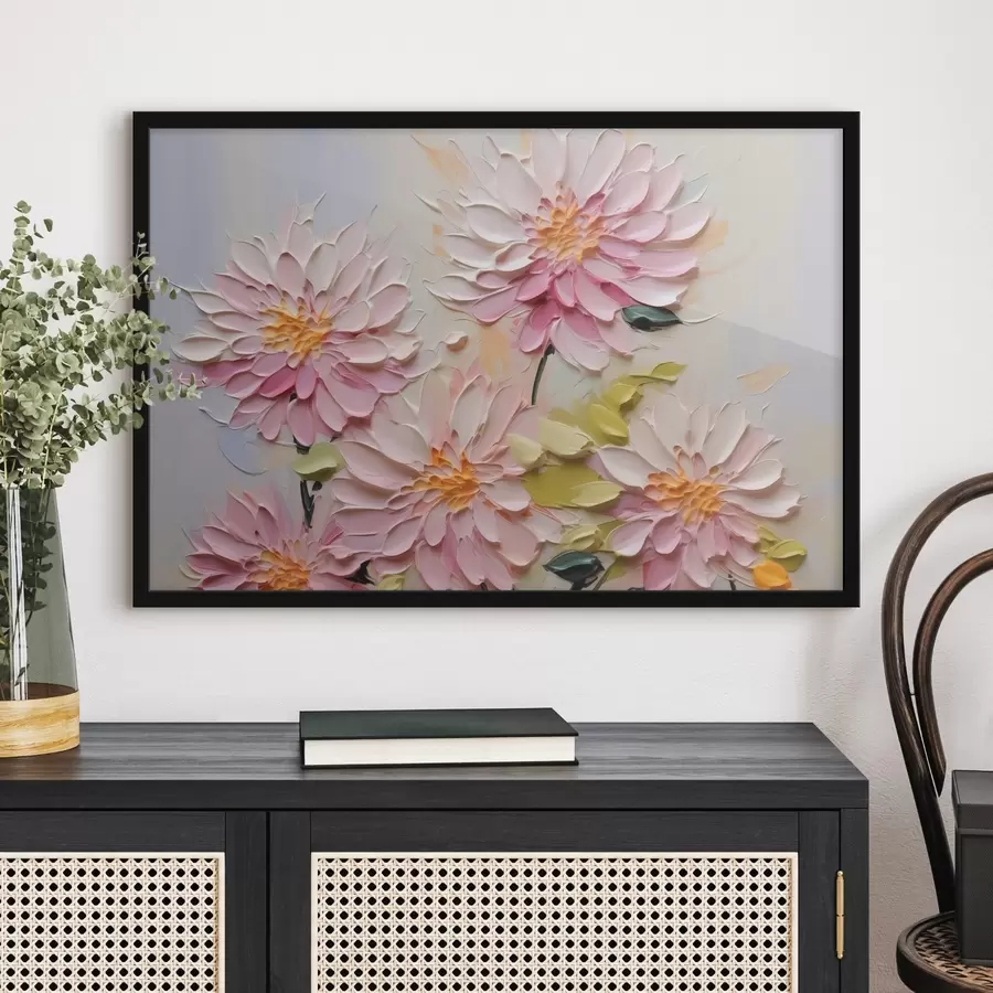 Fototapeedid Krüsanteemid imitatsioon maalijooned f42423