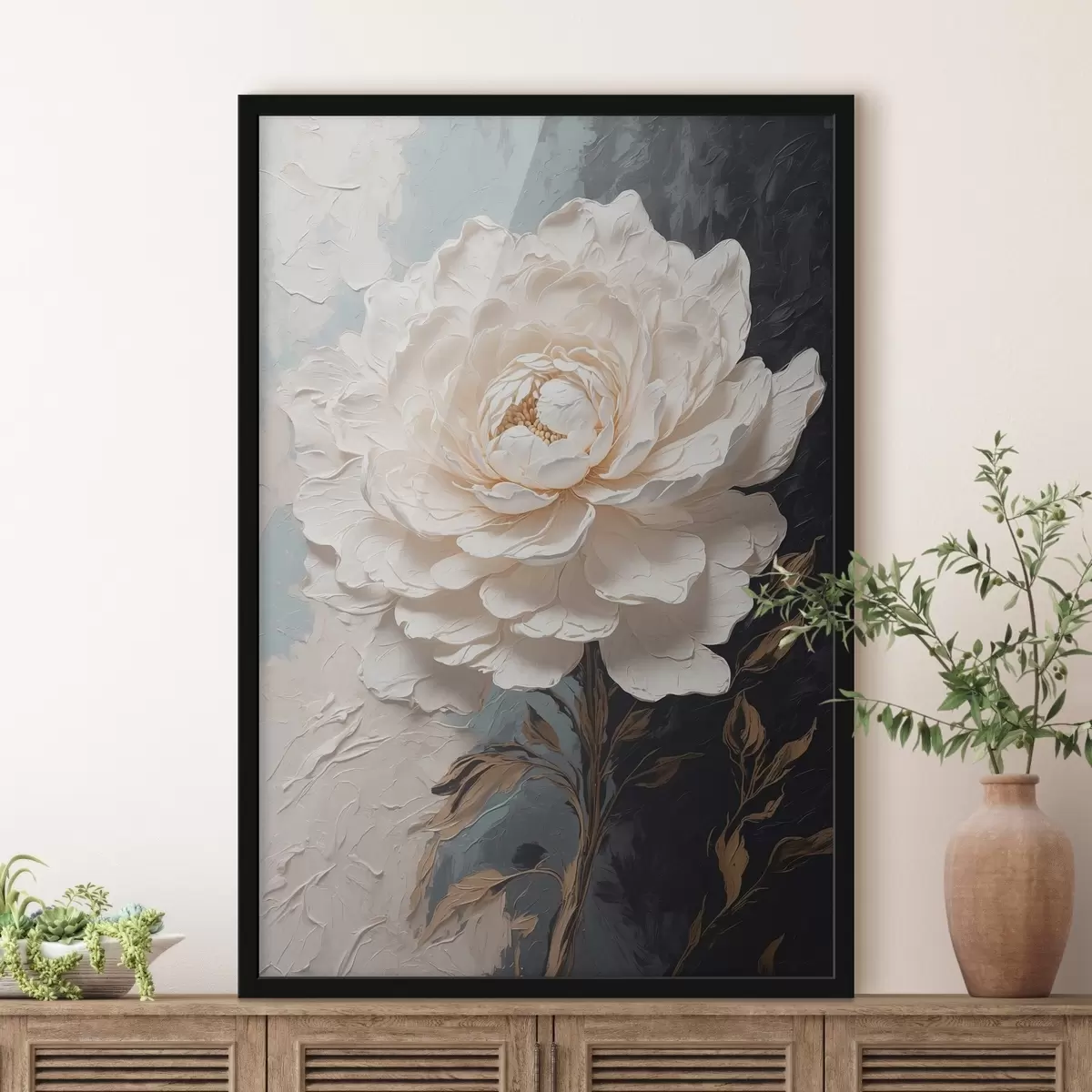 Plakat Lill mustvalgel õlifoonil f42249