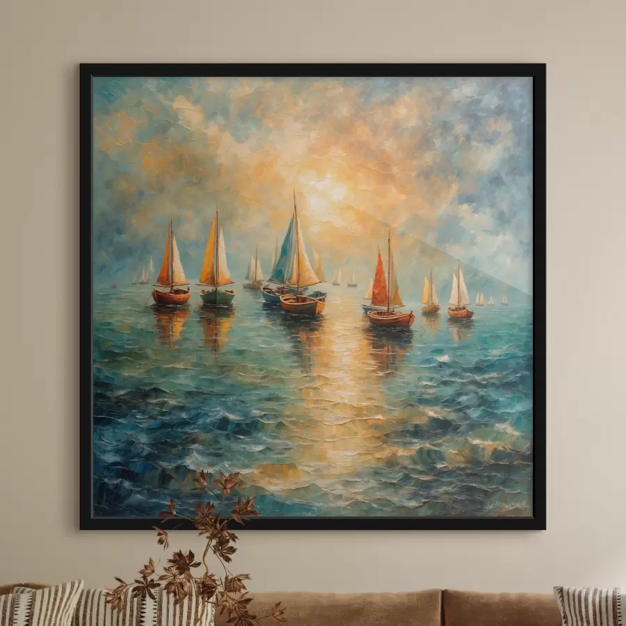 Fototapeedid Päikeseloojangusse sõitvad laevad f42251