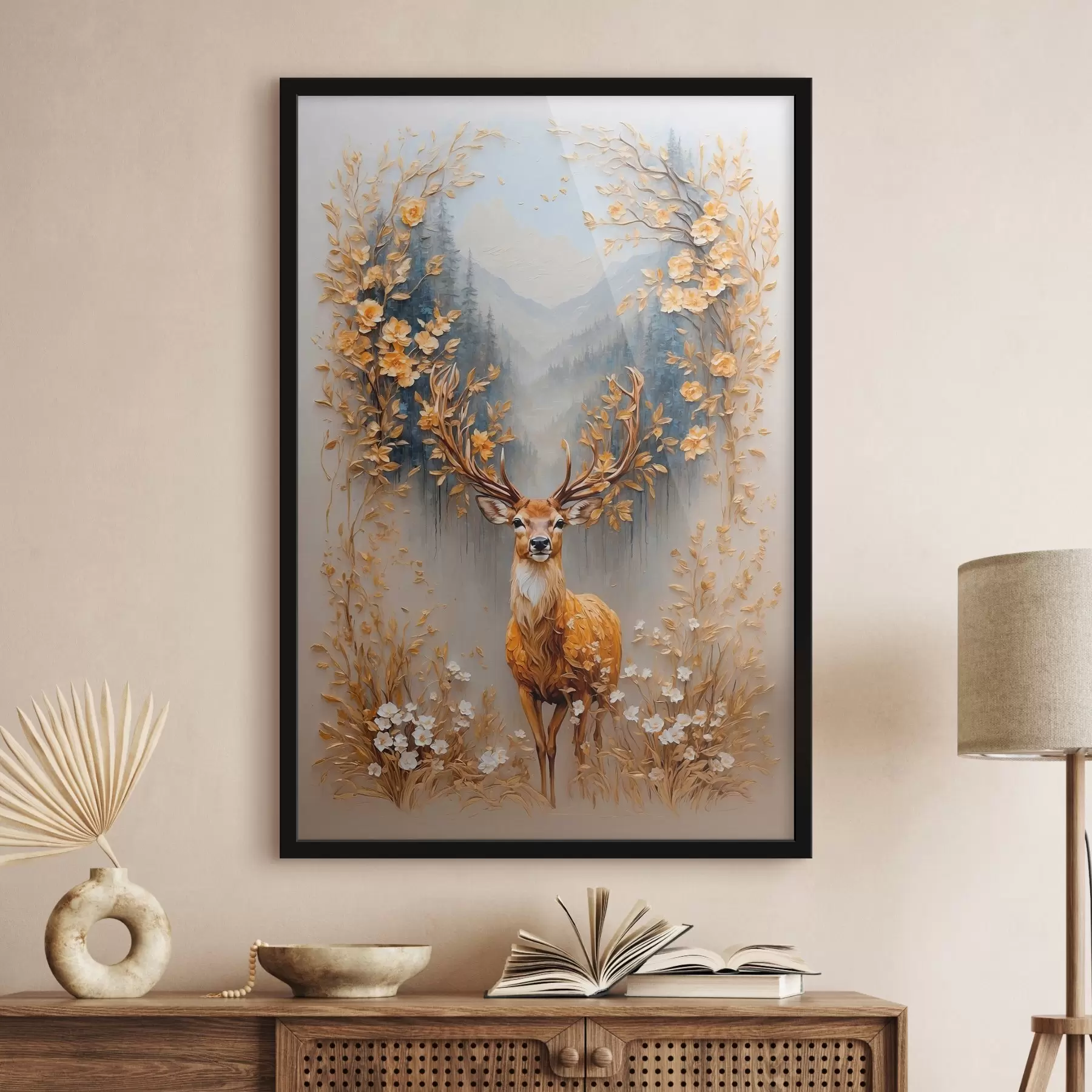 Pilt Suurte sarvedega hirv metsa taustal f42252