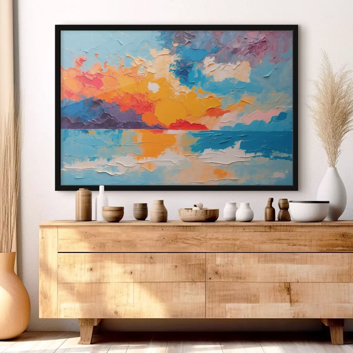 Plakat Vaade merele ja päikesele õlimaalide stiilis f42258