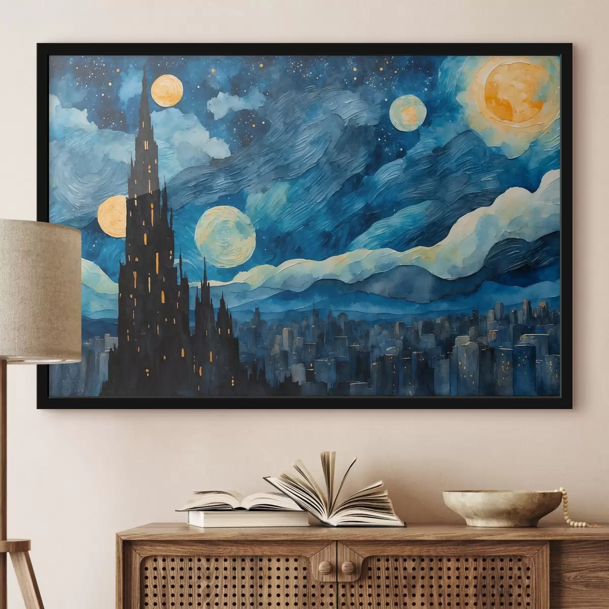 Plakat Öine linn õlimaalide stiilis f42268