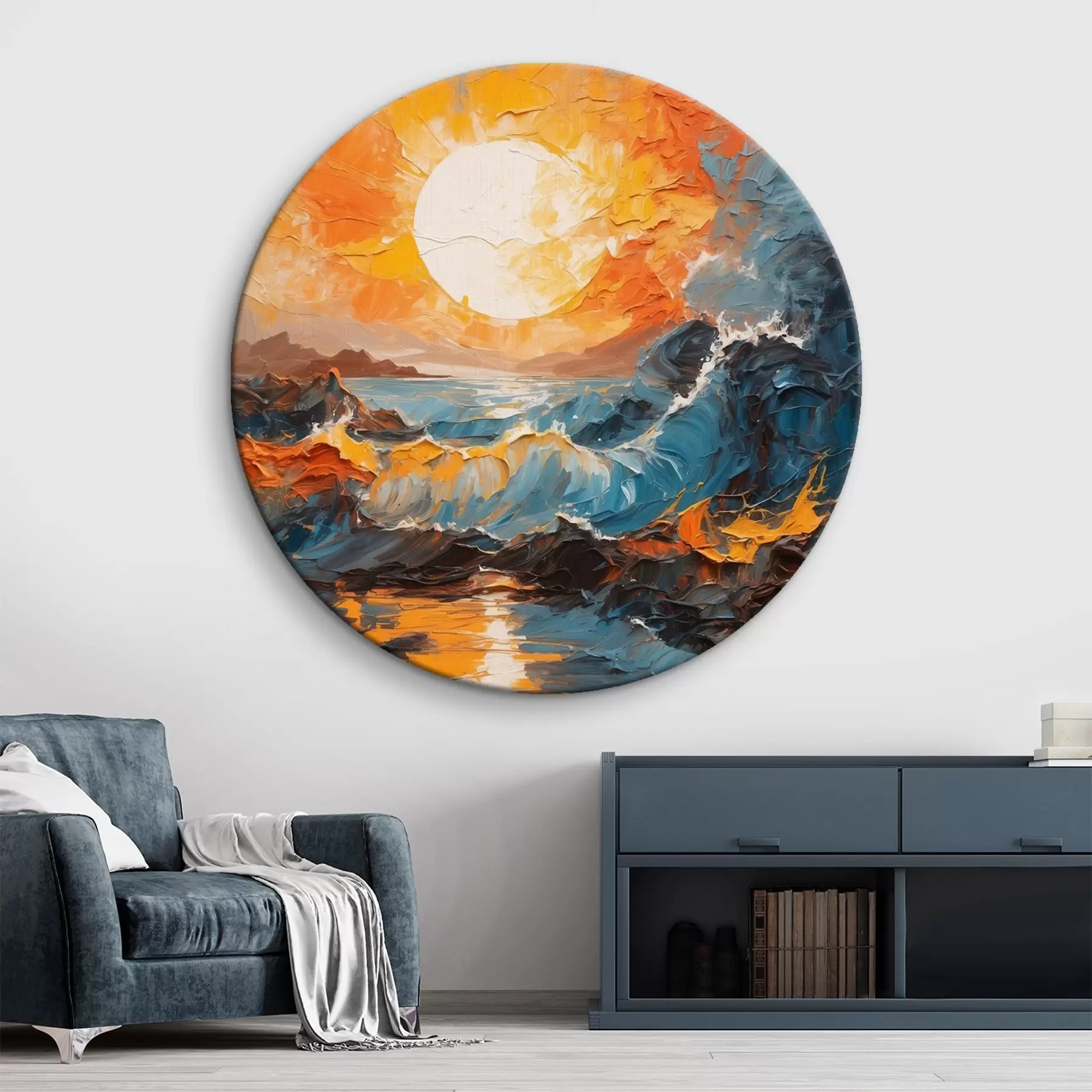 Pilt Tormine meri ja päike õlimaalide stiilis r42257