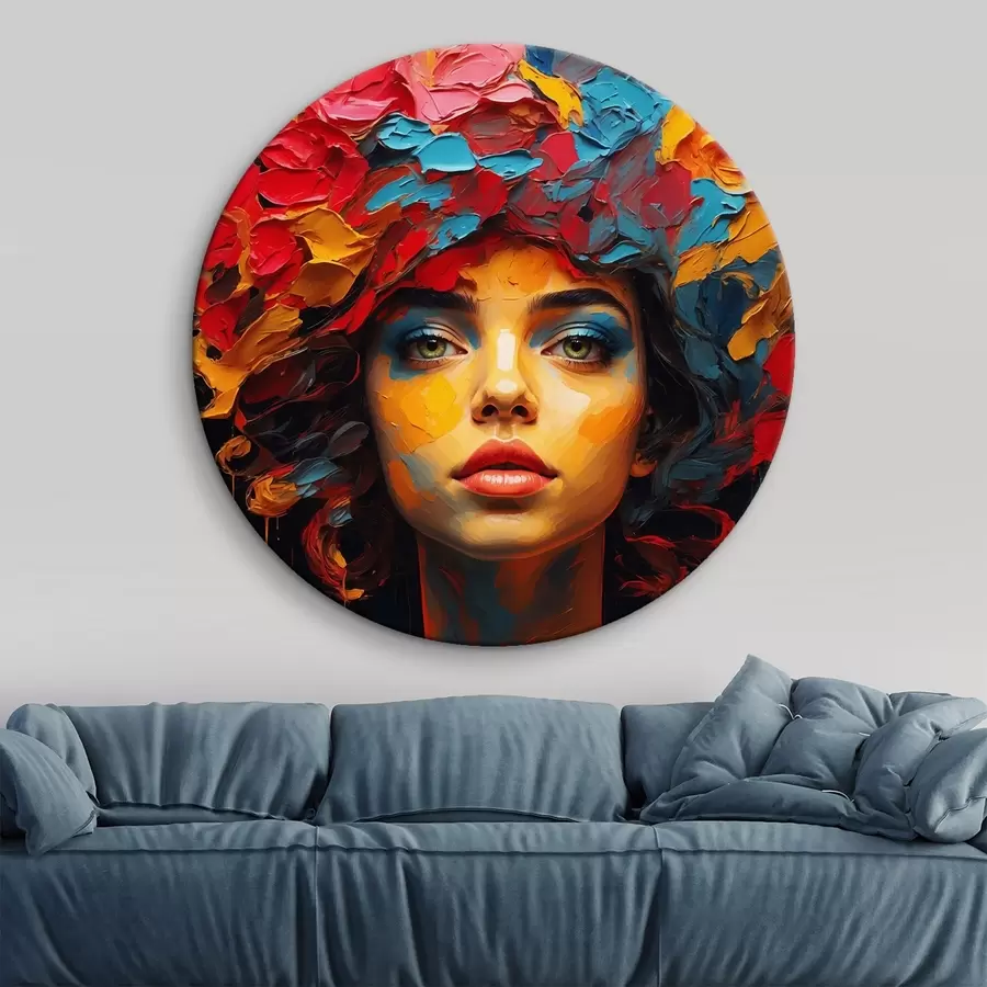 Pilt Tüdruk lilledega peas õlimaali stiilis r42271