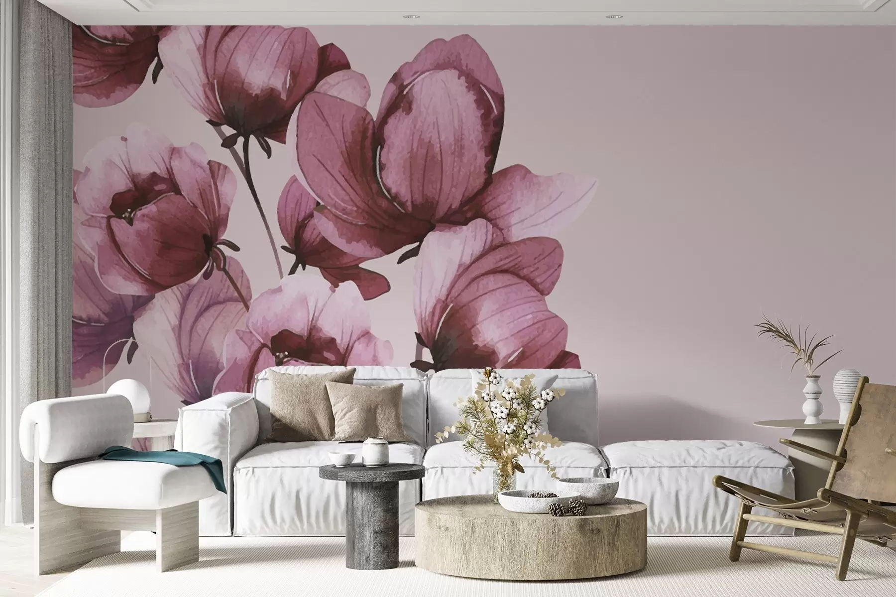 Fototapeedid lopsakad roosad lilled w02801