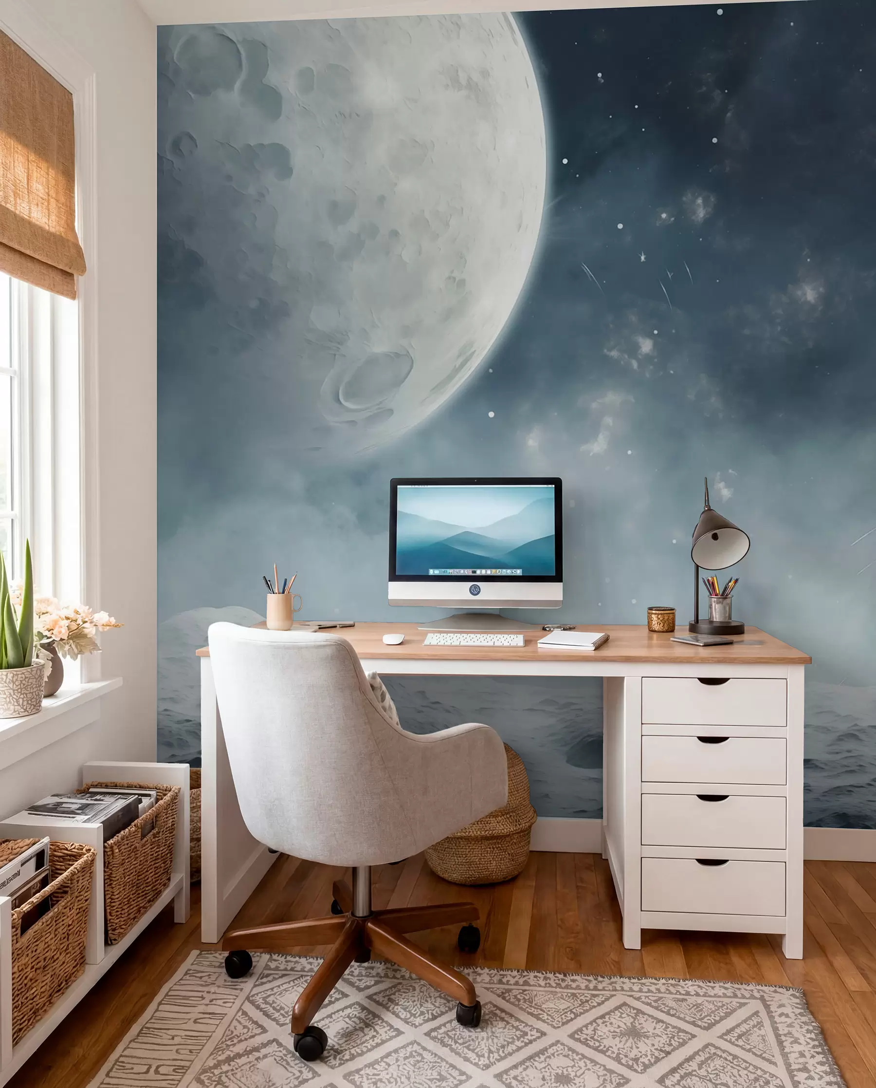 Fototapeedid Kuu vaiksete kraatrite kohal w02797