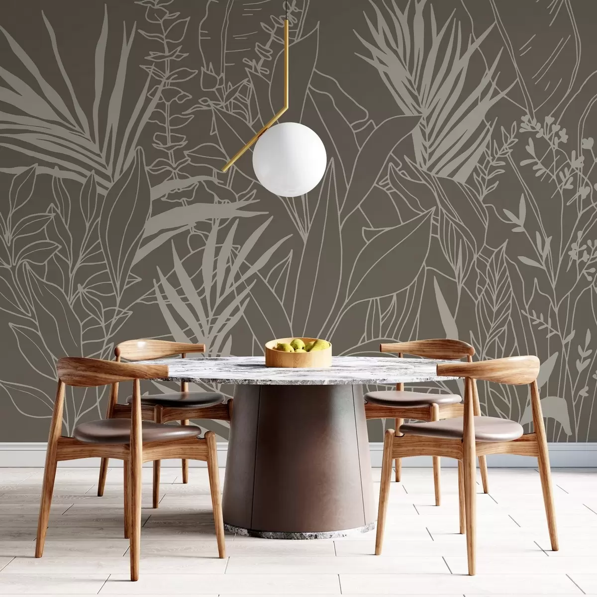 Fototapeedid Botaaniline joonekunst rohelisel taustal w02775v1