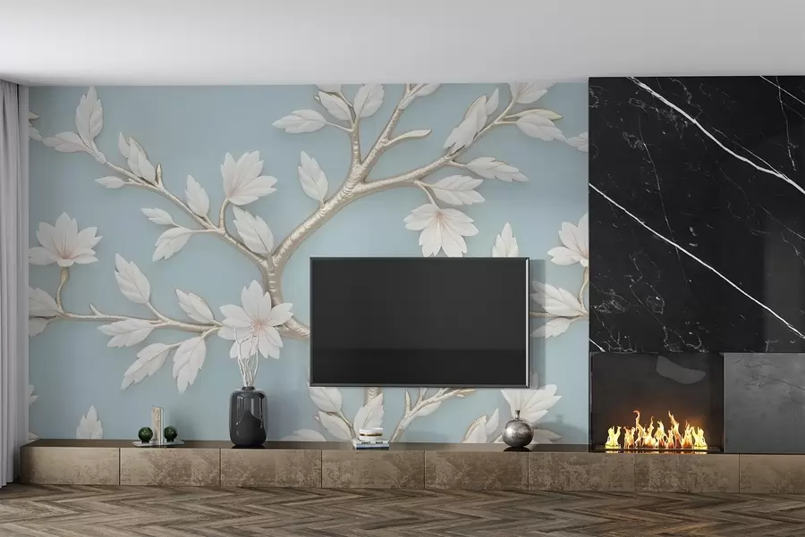 Fototapeedid Õitsev haru on maalitud õlistiilis w02842