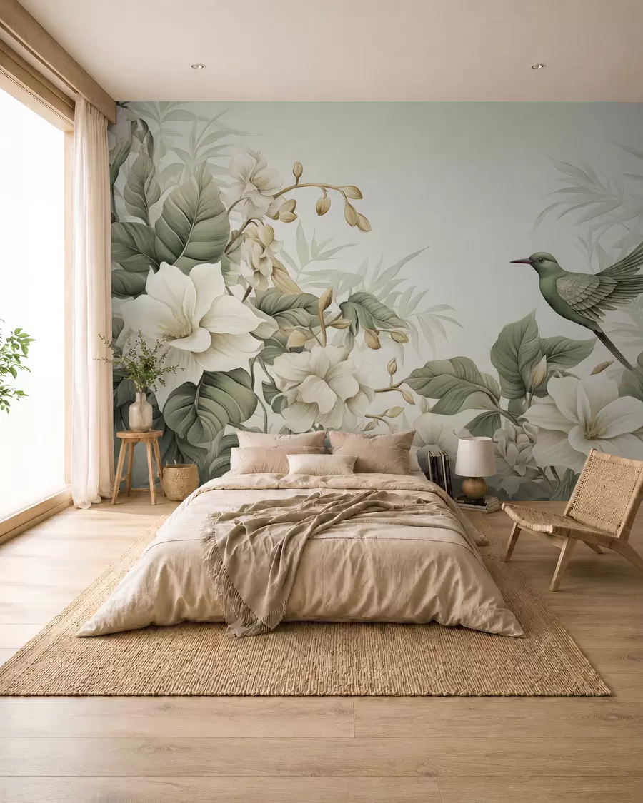 Fototapeedid Troopiline maastik koos lilledega w02844