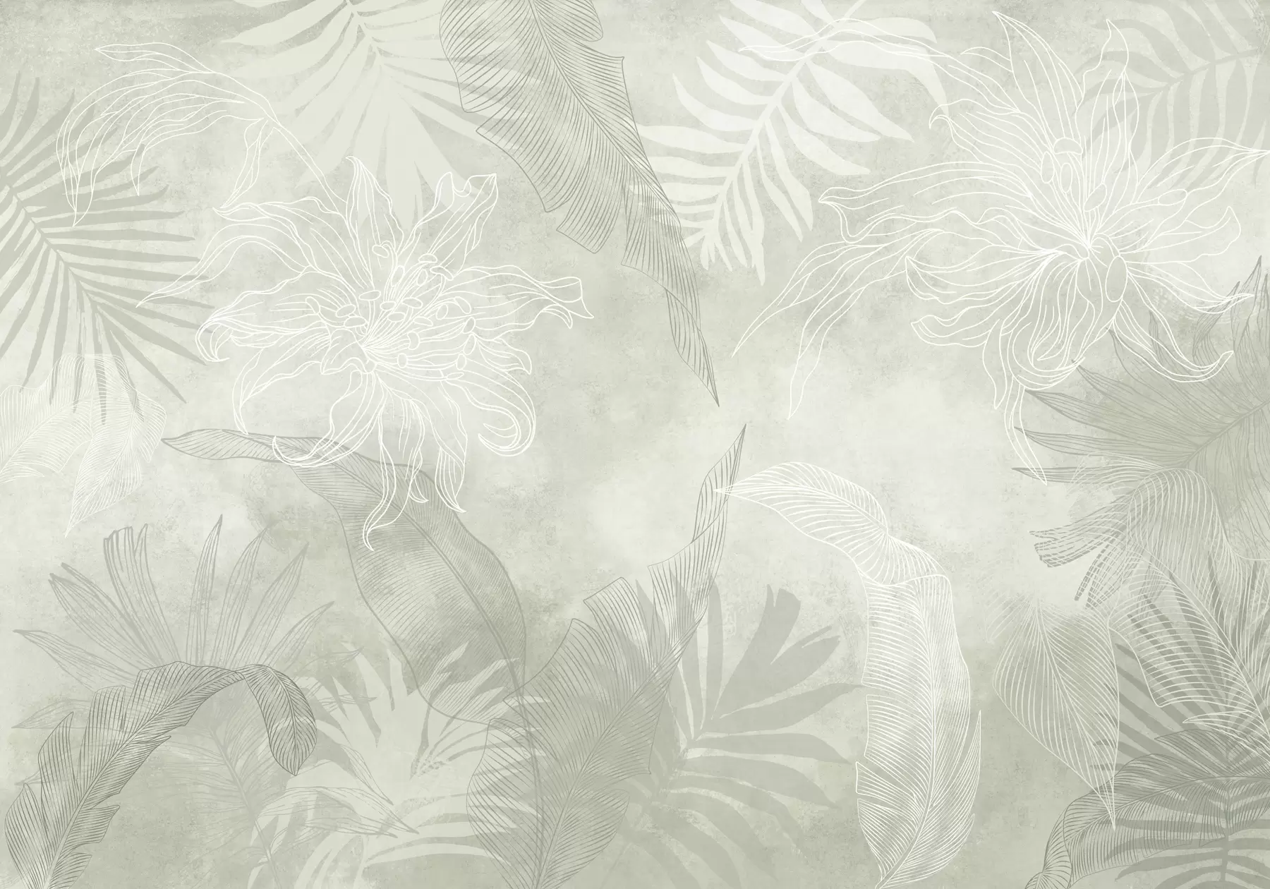 Fototapeedid Rohelise varjundiga troopiline lehestik grunge-efektiga w02737v2