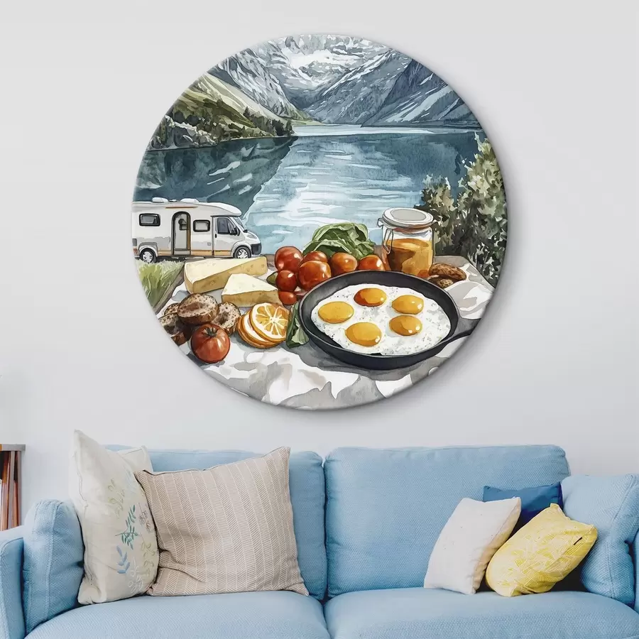 Pilt Reisimine, loodusmaastikud, akvarellistiil, Norra, hommikusöök, kaubikauto r42431