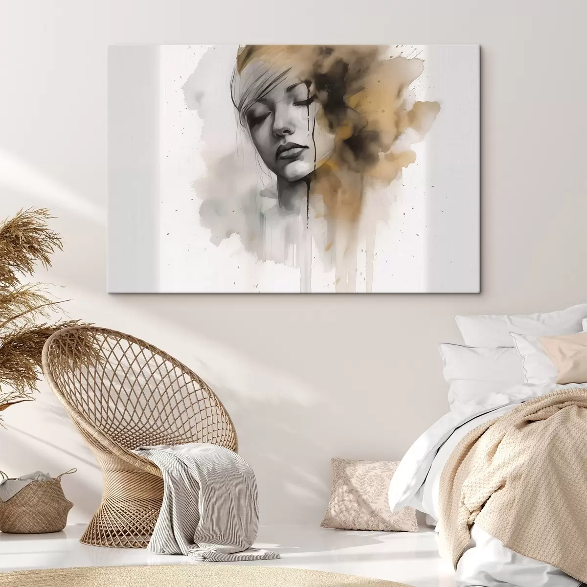 Pilt Tüdruku portree akvarellitehnikas abstraktsete varjudega s42474