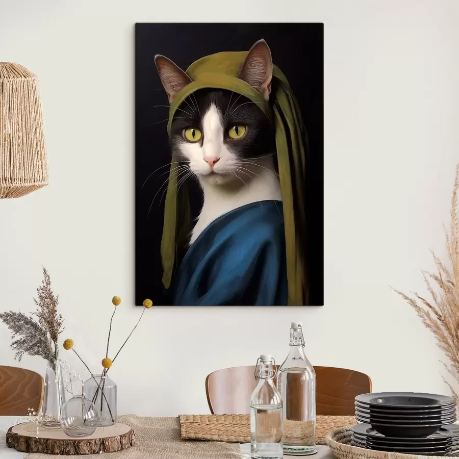 Pilt Portree stiilis kass koos pärlkõrvarõngaga s42486