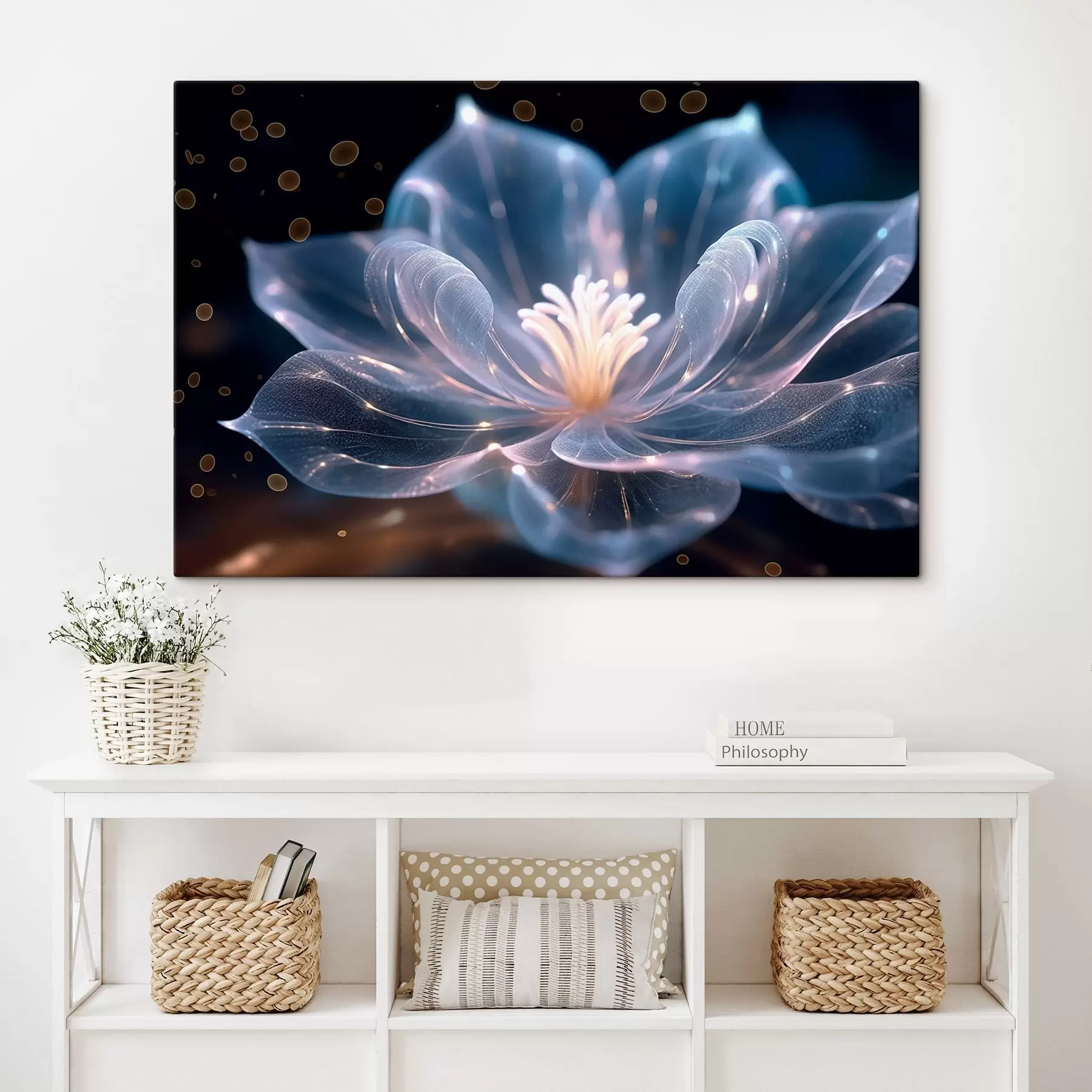 Fototapeedid Hele lill läbipaistvate kroonlehtedega tumedal taustal s42488