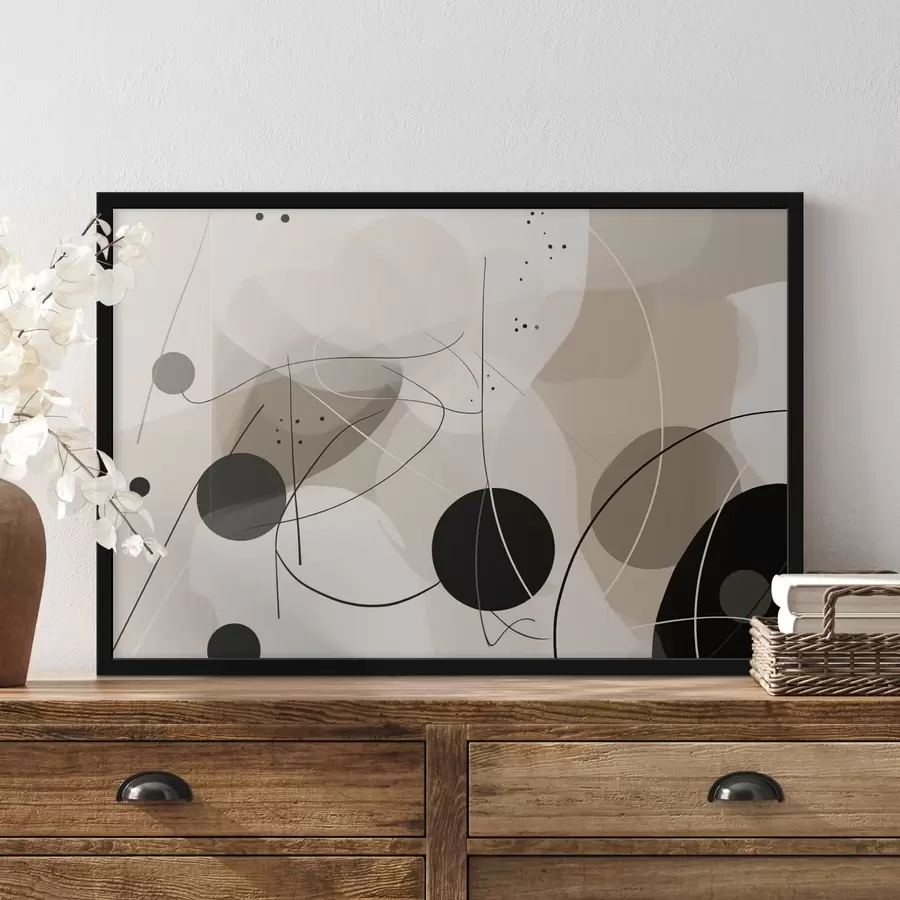 Fototapeedid Abstraktne kompositsioon geomeetriliste kujundite ja joontega f42475