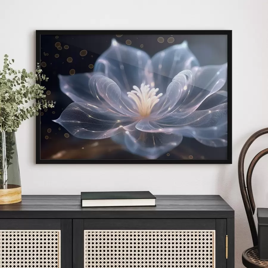 Fototapeedid Hele lill läbipaistvate kroonlehtedega tumedal taustal f42488