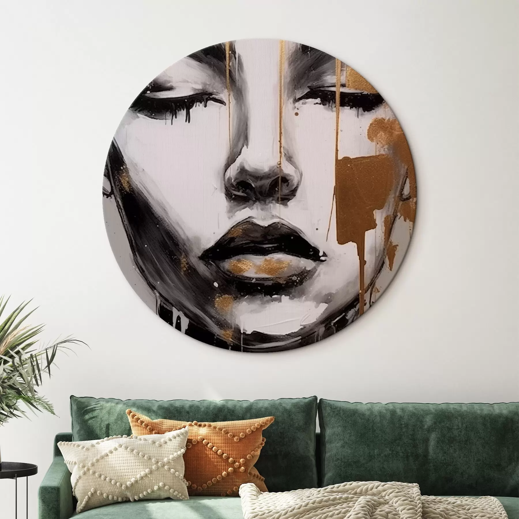 Pilt Must-valge portree abstraktsete elementidega r42481