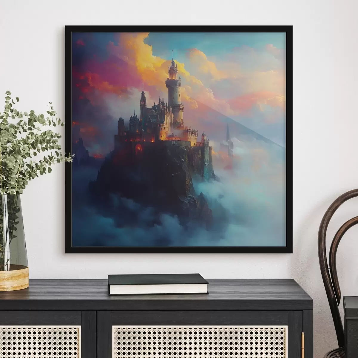 Plakat Linnus kaljul pilvedes f42501