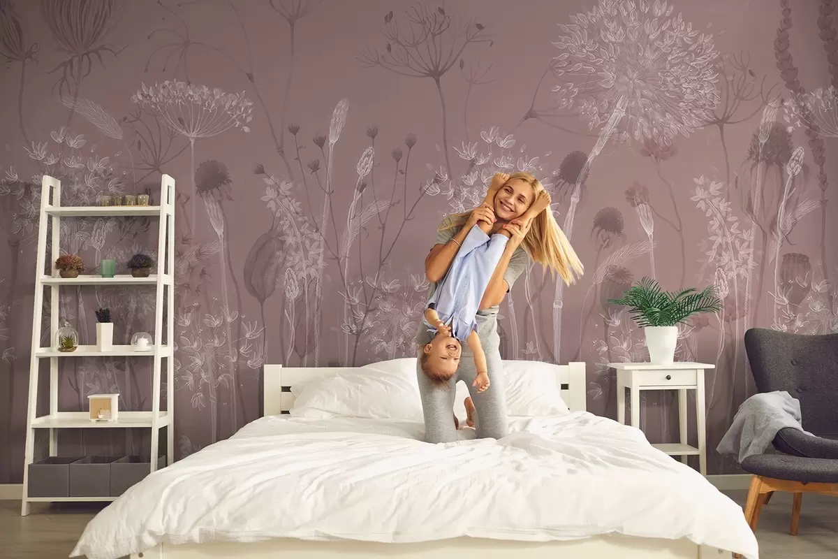 Fototapeedid Õhulised võililled ja metsalilled akvarellistiilis roosades toonides w08637v1