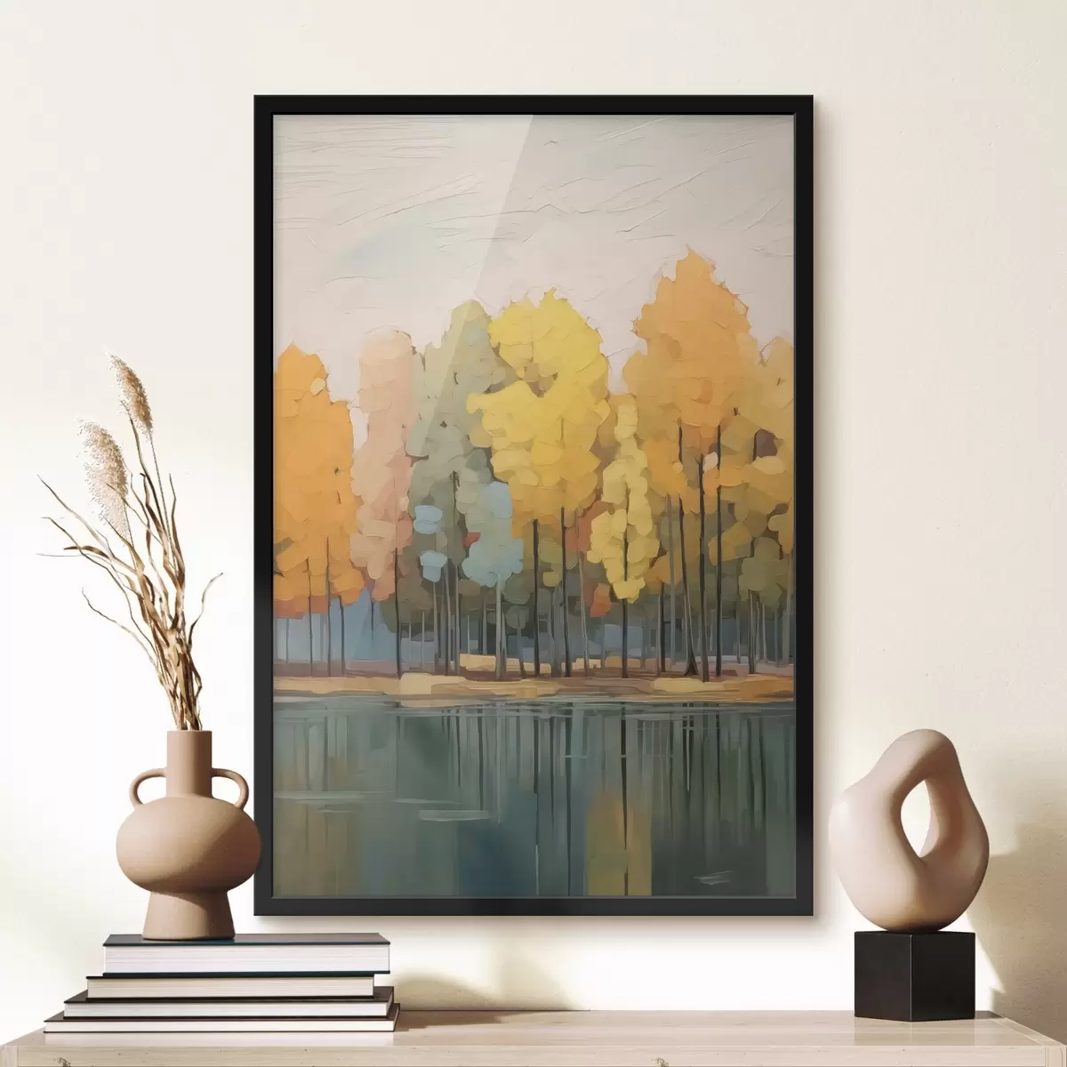 Plakat Sügisene puistu tiigi ääres imitatsiooni maalimine f42586