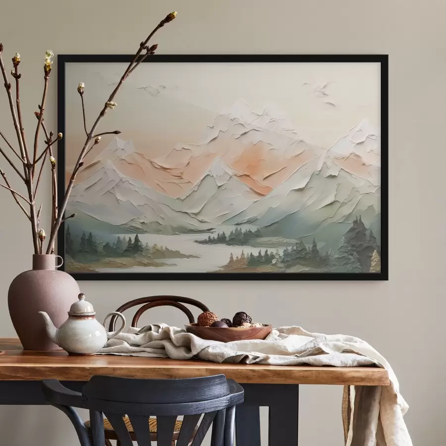 Fototapeedid Mäed jõe ääres pintslitõmmete imitatsioon f42589