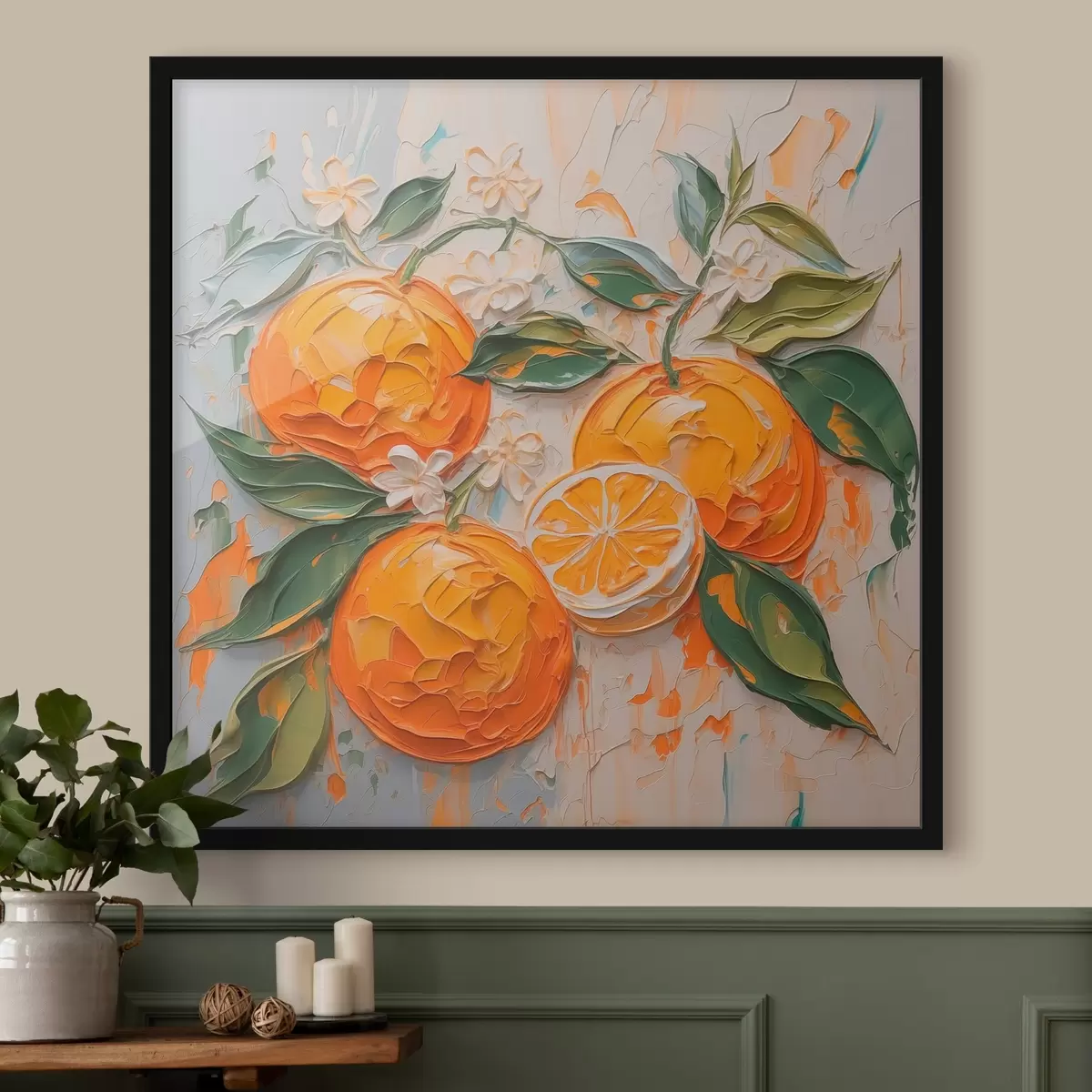 Plakat Apelsinid abstraktne imitatsioon pintslitõmbed f42591