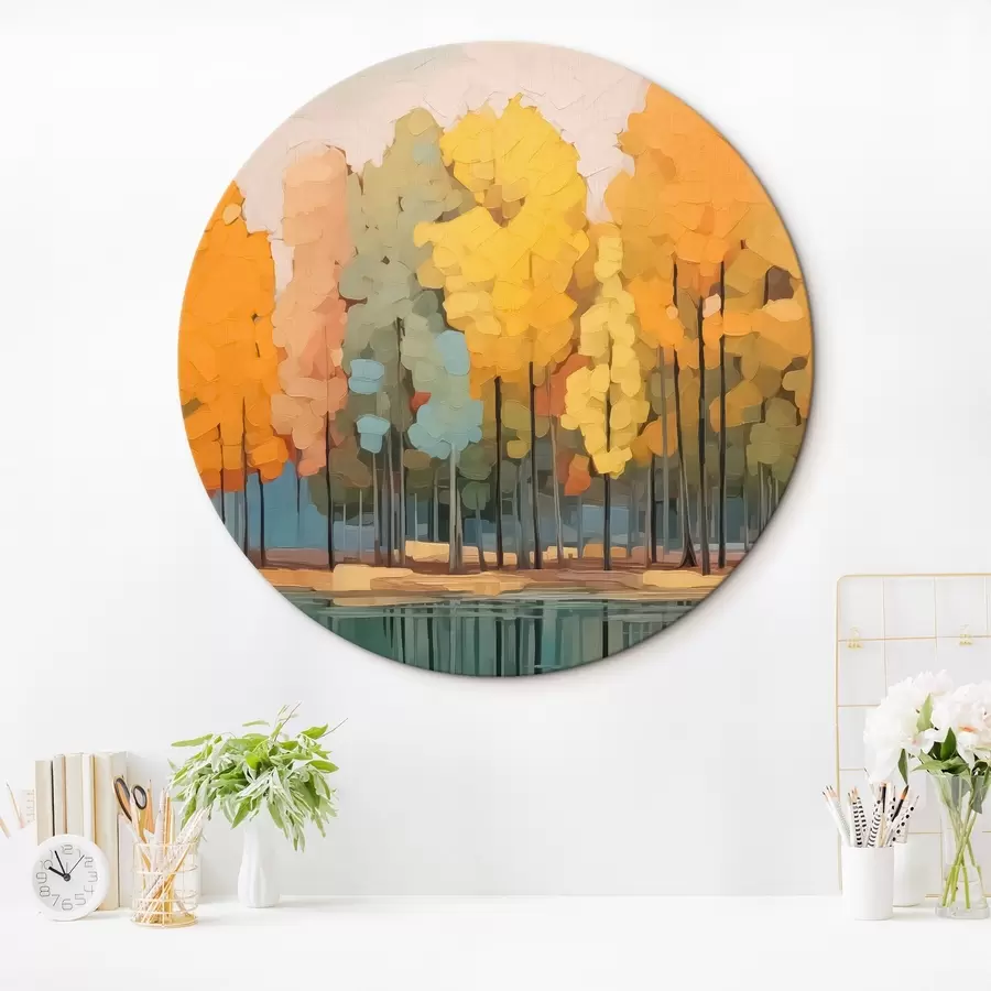 Pilt Sügisene puistu tiigi ääres imitatsiooni maalimine r42586