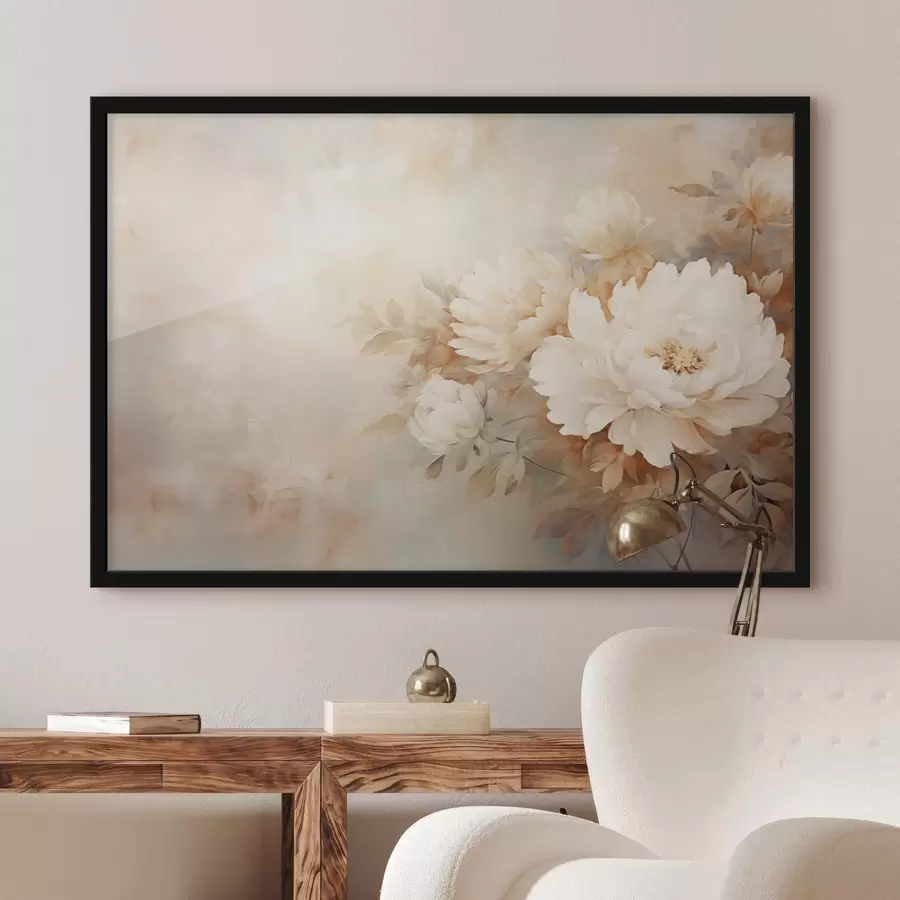 Fototapeedid Õrnad ploomid pastelsetes kreemikas toonides hägusel taustal, mis loob pehme ja romantilise meeleolu. f42558