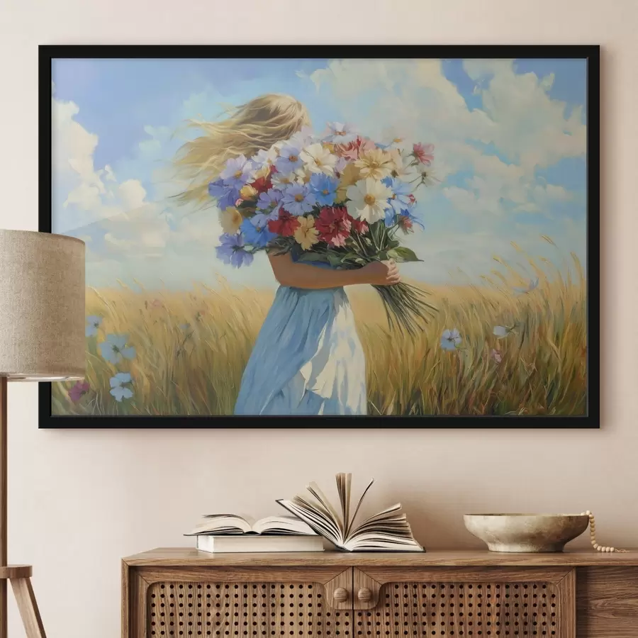 Fototapeedid Tüdruk metslilledega f42599