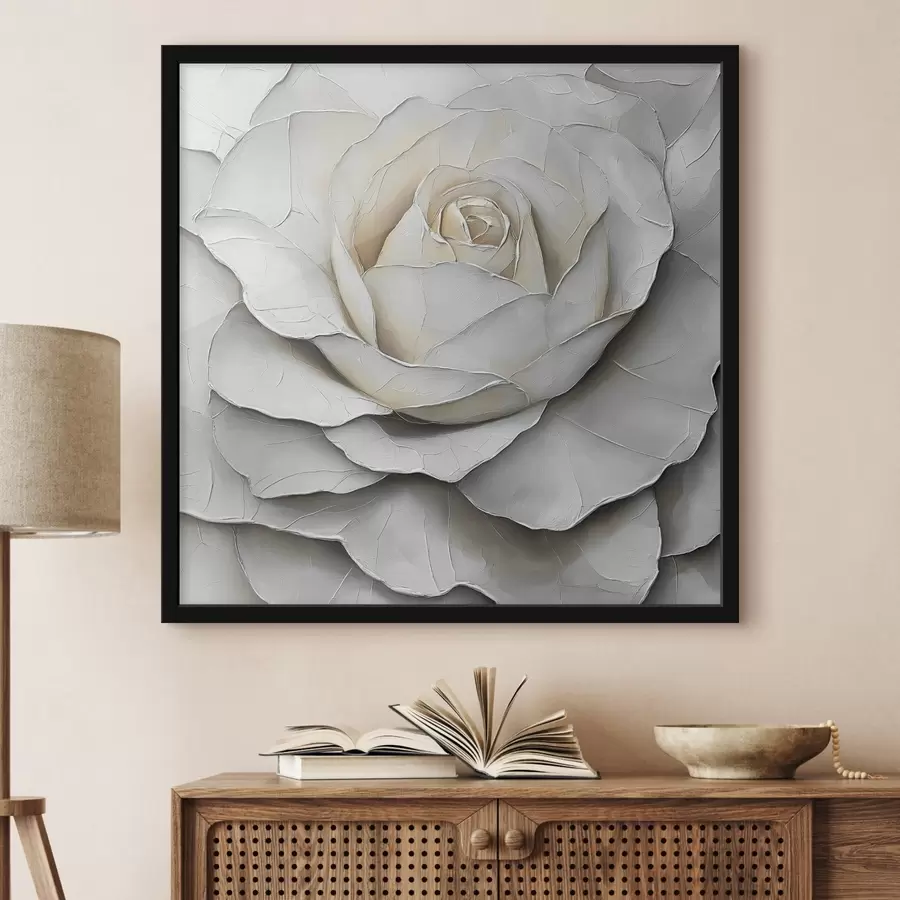 Fototapeedid Valge roos õlimaalide stiilis f42603