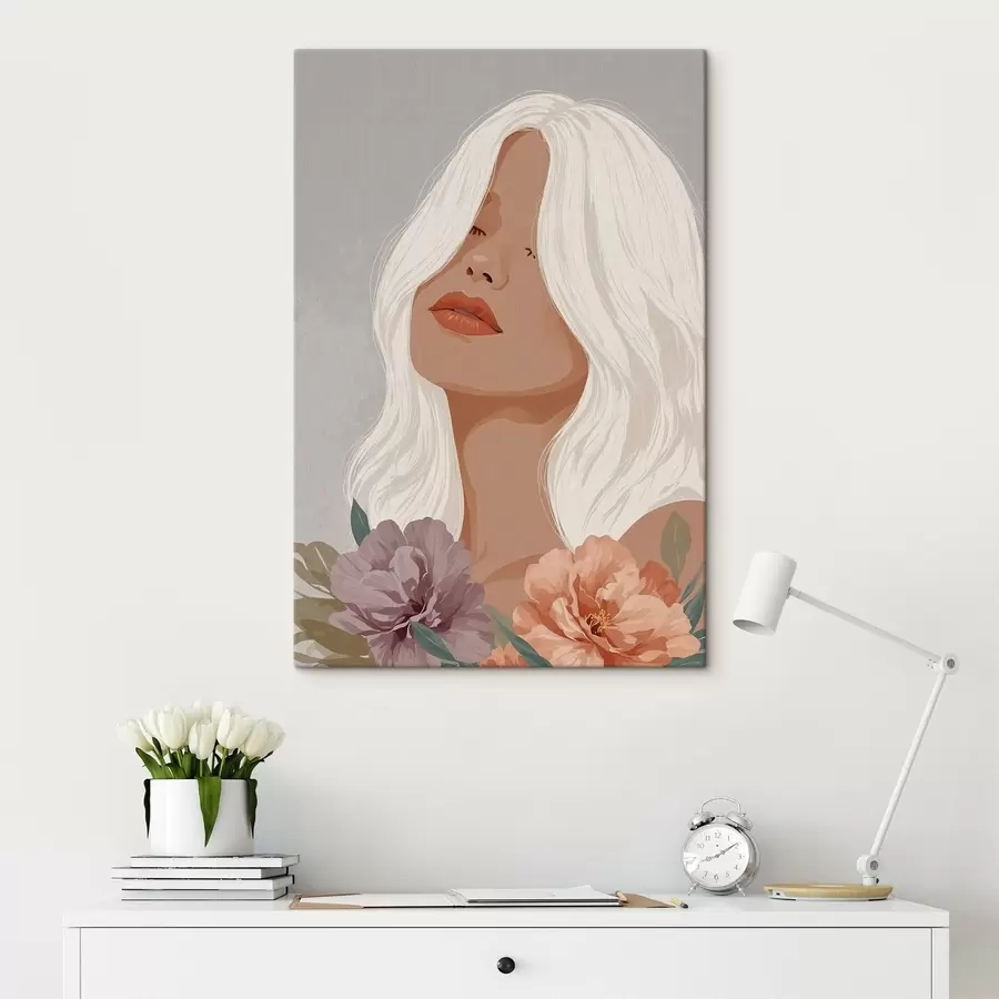 Pilt Tüdruk hallil taustal vektorgraafikas s42521