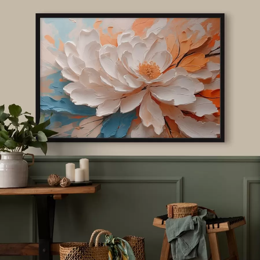 Fototapeedid Valge lill õlimaalide stiilis f42528