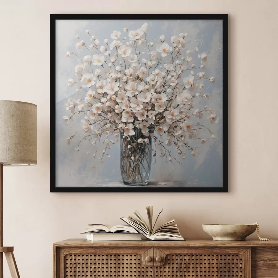 Fototapeedid Valged lilled läbipaistvas vaasis f42547