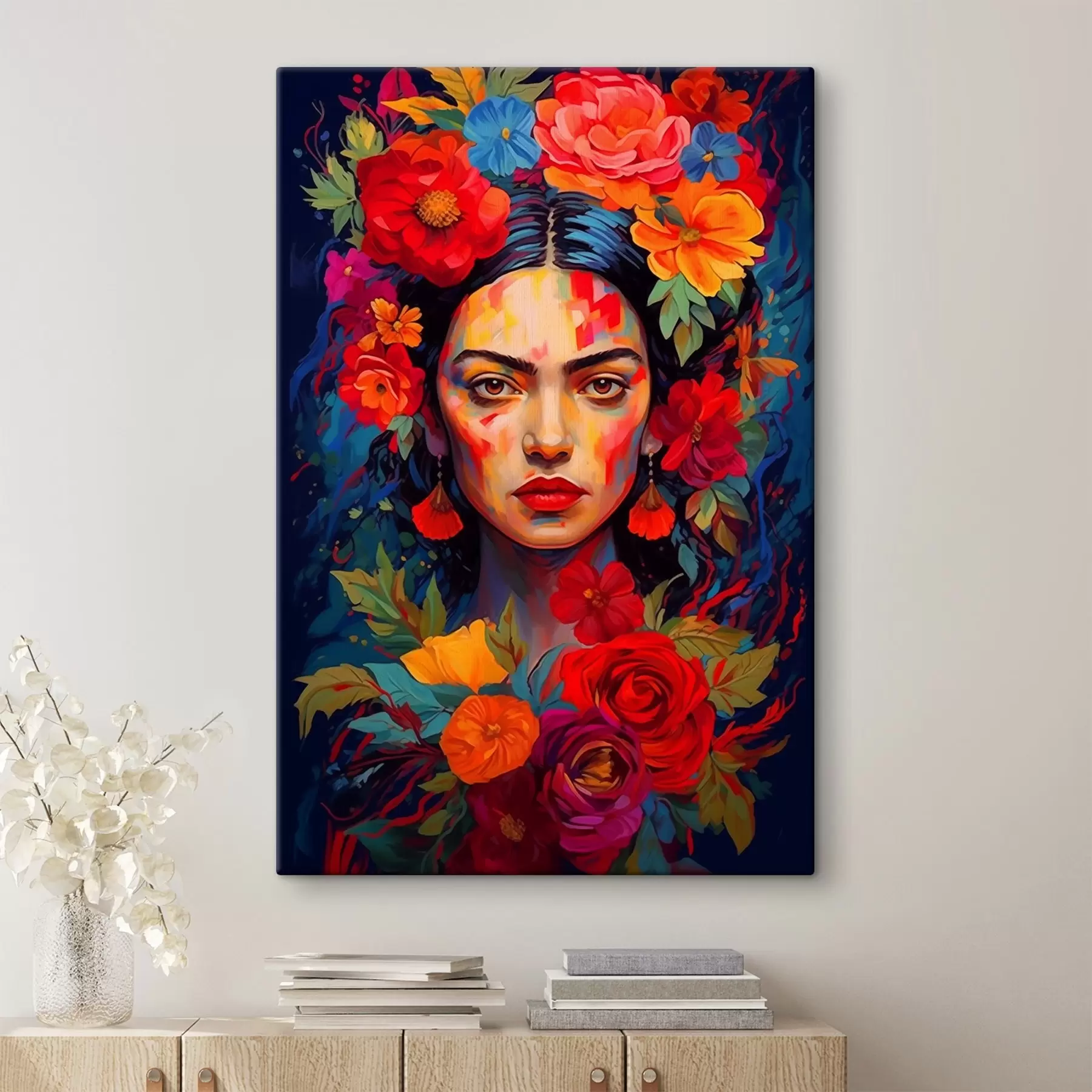 Pilt Naise portree lilleraamiga heledas abstraktses stiilis s42653