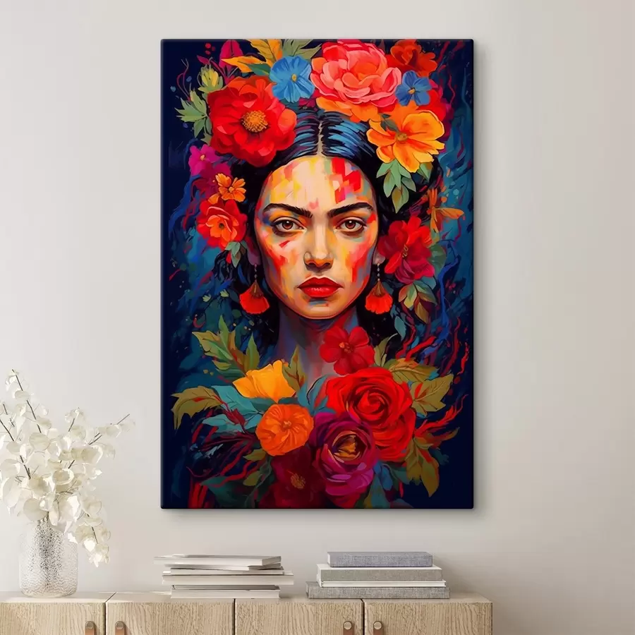 Pilt Naise portree lilleraamiga heledas abstraktses stiilis s42653