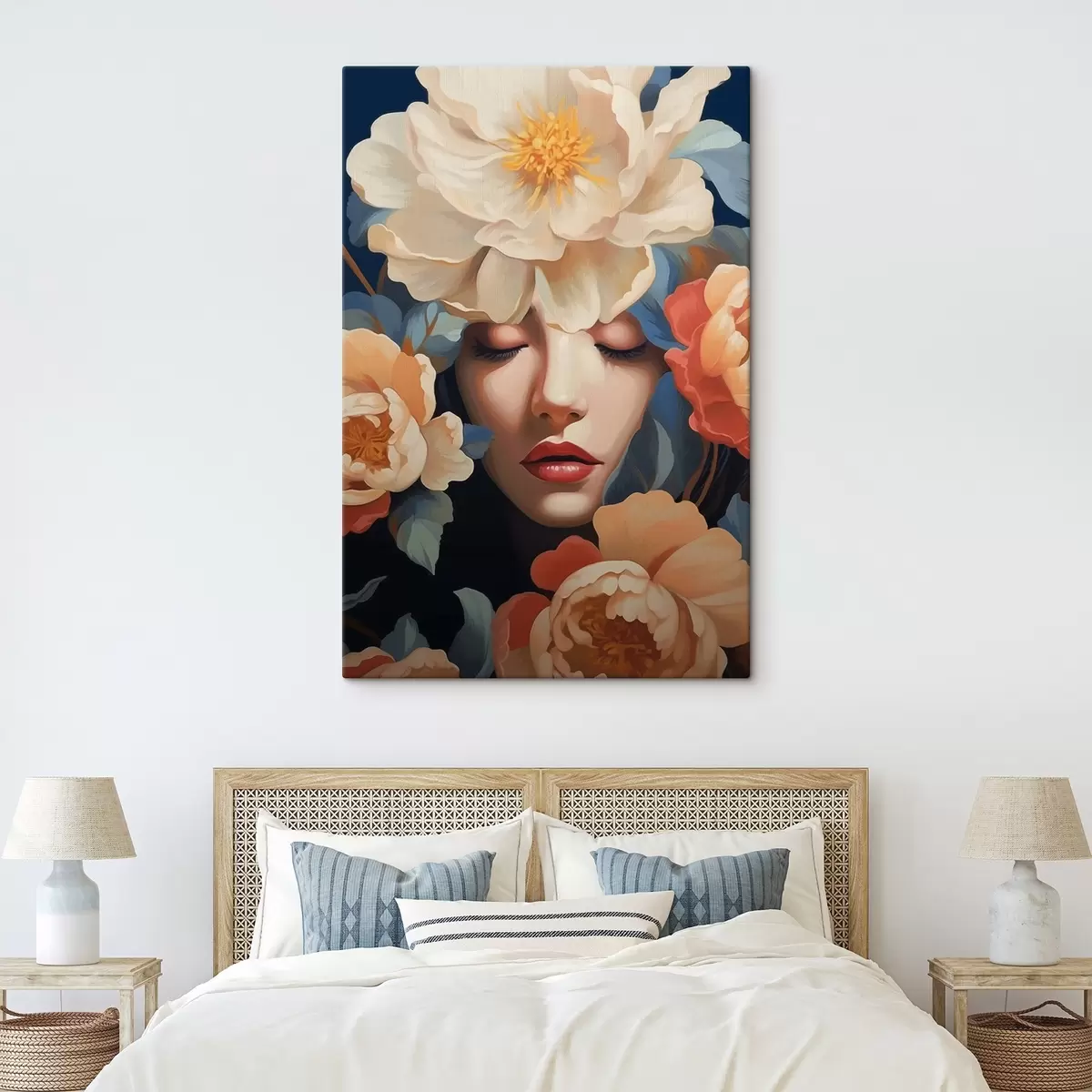 Pilt Naise portree lilledega s42659