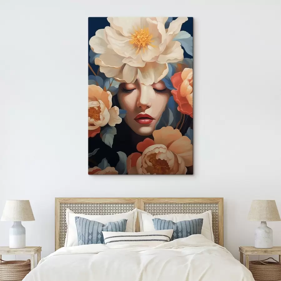 Pilt Naise portree lilledega s42659