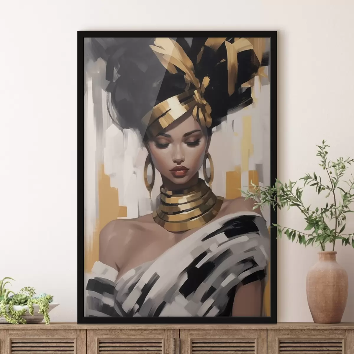 Plakat Kaasaegse etnilise stiiliga naise portree f42648