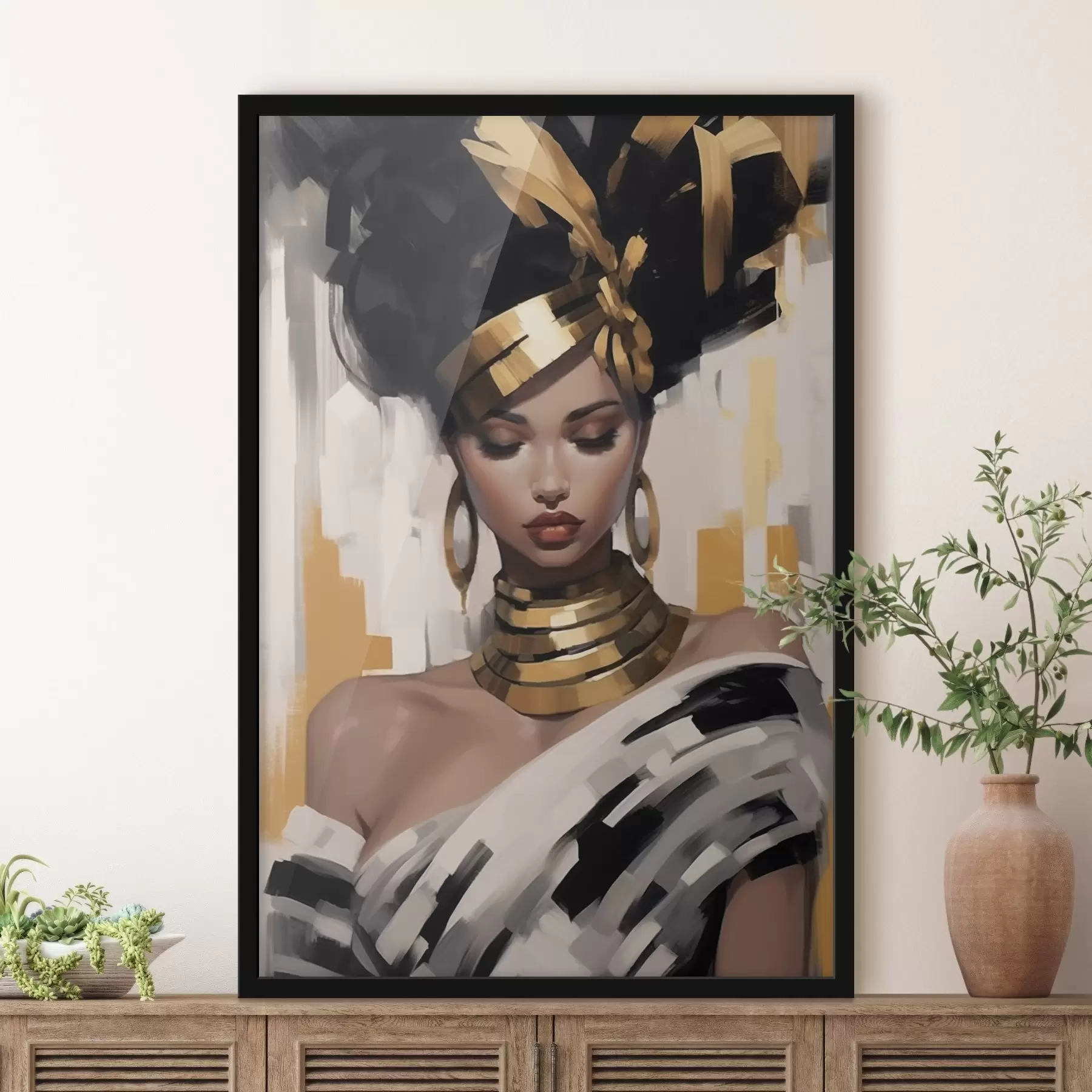 Pilt Kaasaegse etnilise stiiliga naise portree f42648