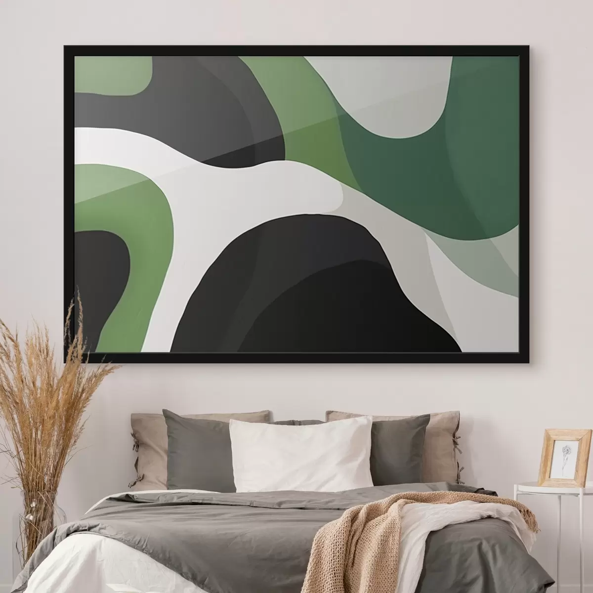 Plakat Abstraktne geomeetriline muster rohelistes ja mustades toonides f42651