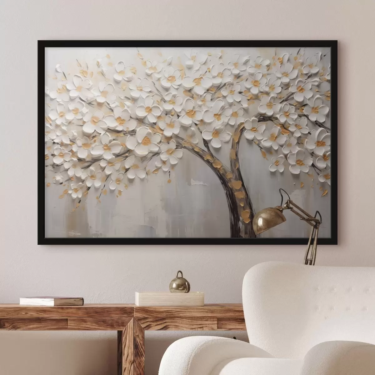 Plakat Volümeetriline kujutis õitsvast puust f42658