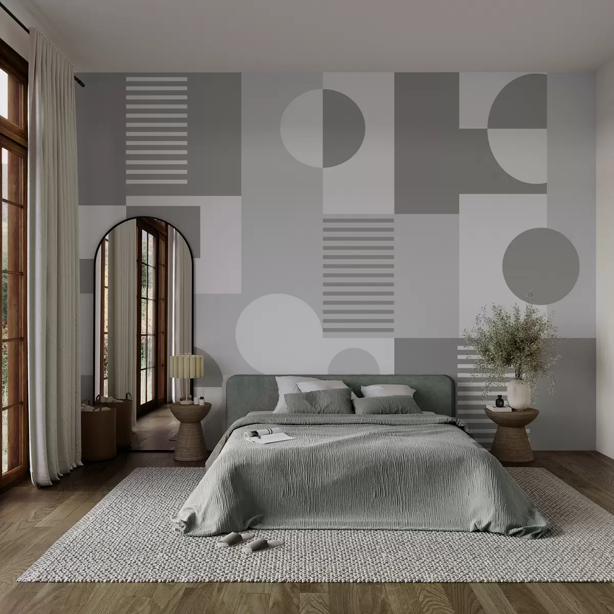 Fototapeedid Geomeetrilised kujundid sinise ja halli värviga w02916