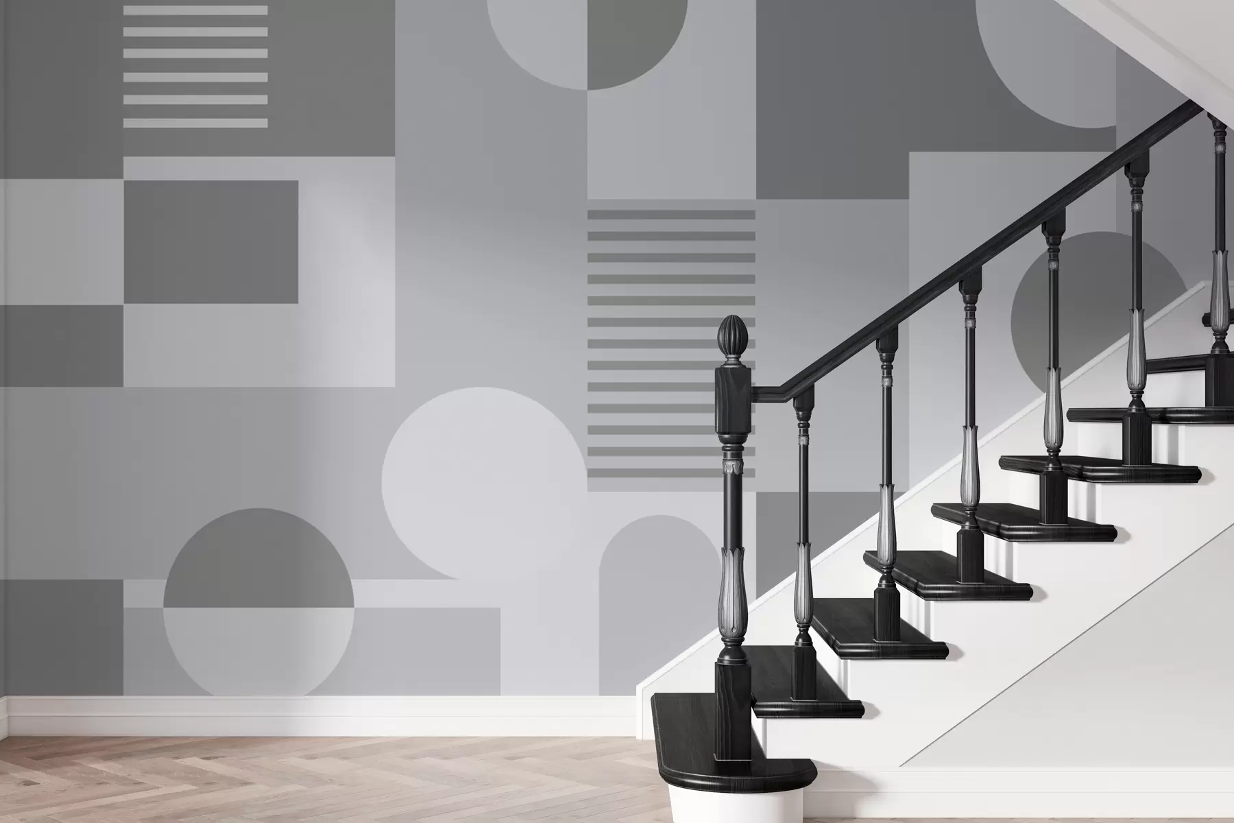 Fototapeedid Geomeetrilised kujundid sinise ja halli värviga w02916